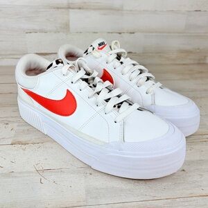 Nike Women's Legacy Lift Sneakers Size 9.5 White Team Orange DZ5203-100 Shoes